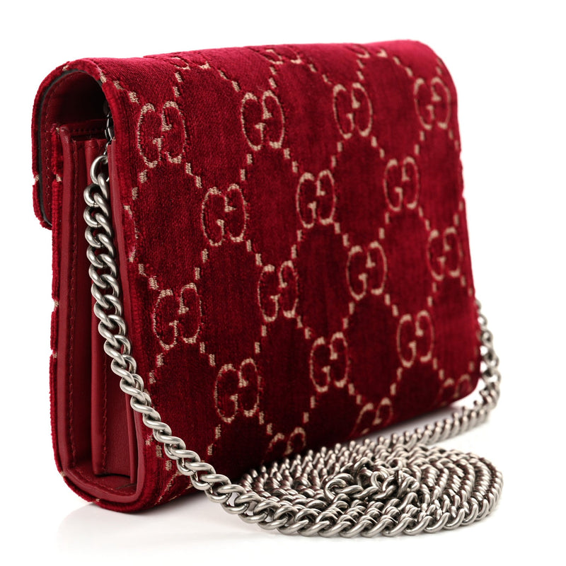 Velvet Gg Mini Dionysus Chain Wallet Red