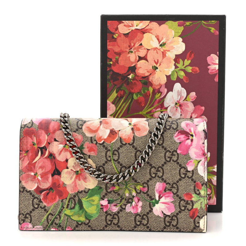 Gg Supreme Blooms Chain Wallet Beige