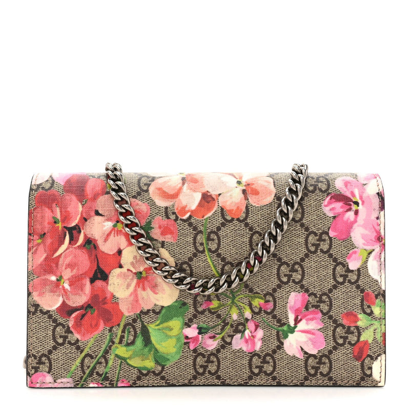 Gg Supreme Blooms Chain Wallet Beige