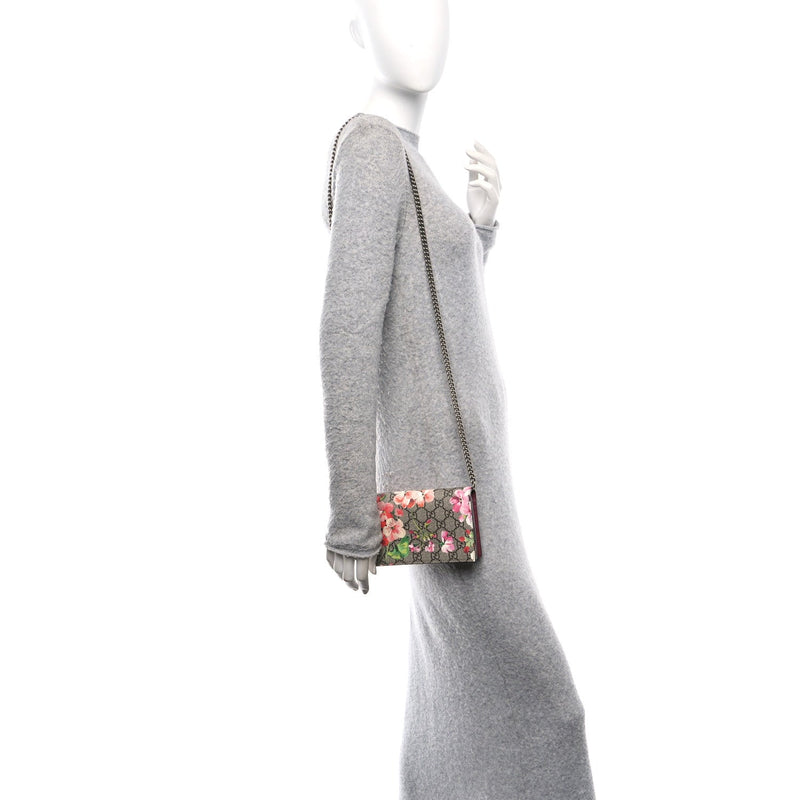 Gg Supreme Blooms Chain Wallet Beige