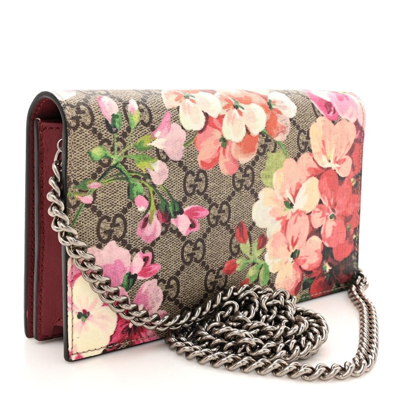Gg Supreme Blooms Chain Wallet Beige