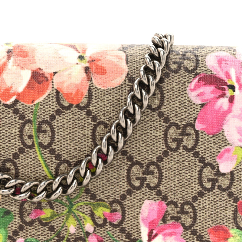 Gg Supreme Blooms Chain Wallet Beige