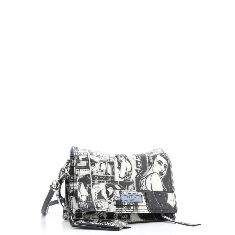 Etiquette Flap Bag Printed Leather Small