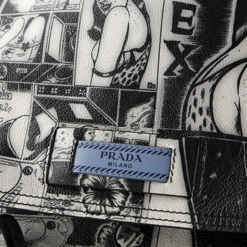 Etiquette Flap Bag Printed Leather Small