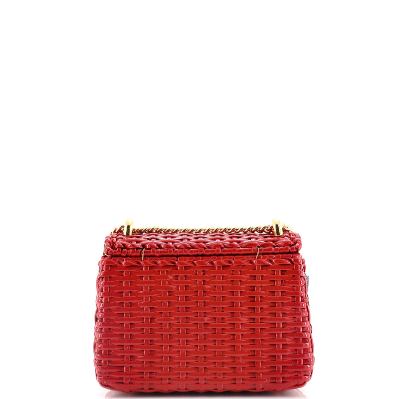 Cestino Flap Shoulder Bag Wicker Mini
