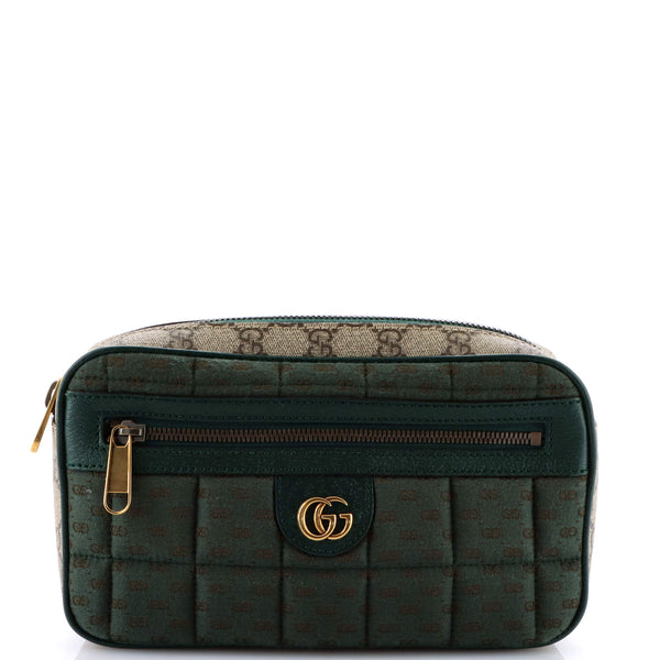 Front Zip Belt Bag Gg Coated Canvas And