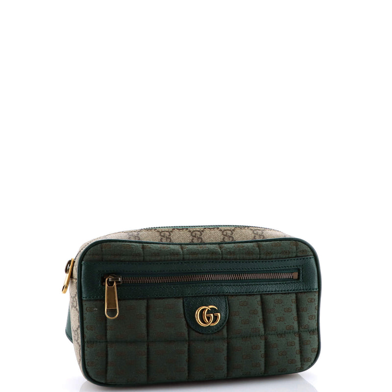 Front Zip Belt Bag Gg Coated Canvas And