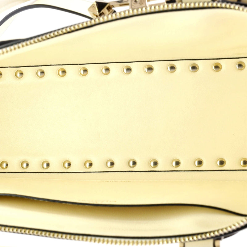 Rockstud Zip Up Top Handle Bag Leather