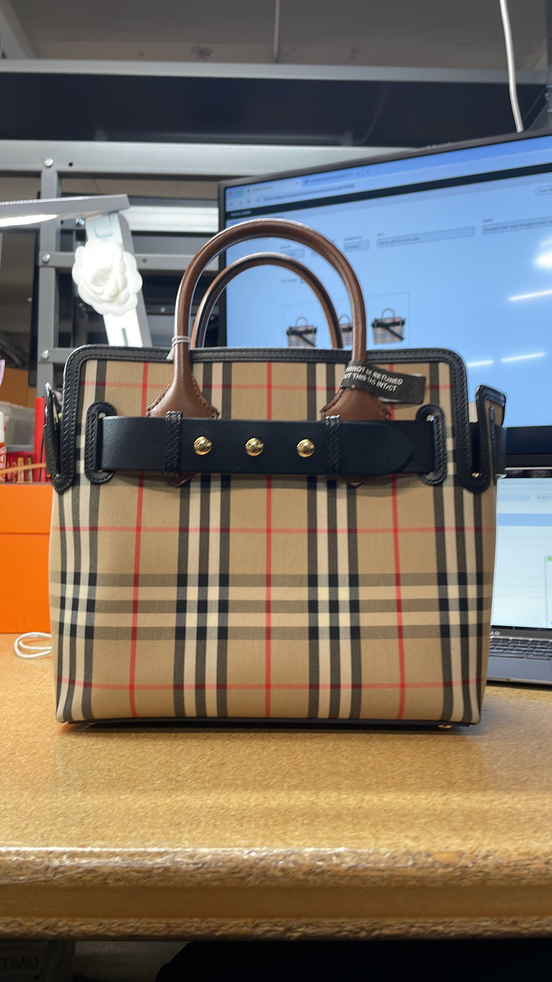 Belt Tote Vintage Check Canvas Small