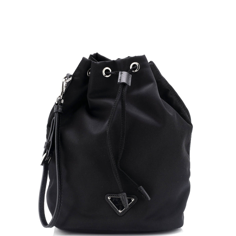 Drawstring Wristlet Bucket Bag Tessuto