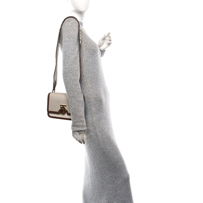 Canvas Calfskin Small Tb Bag Natural