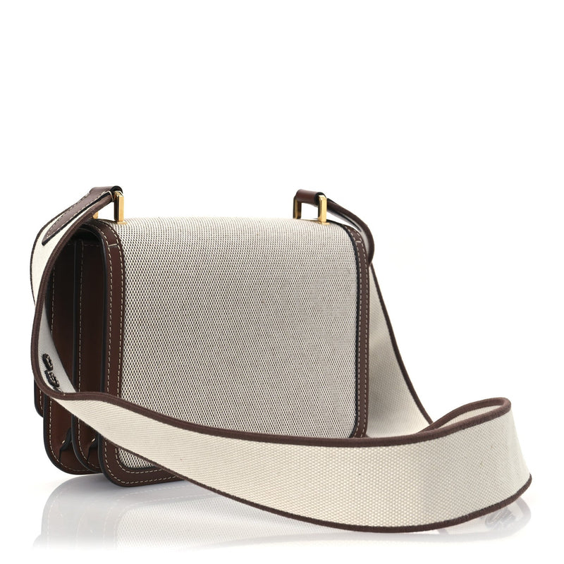 Canvas Calfskin Small Tb Bag Natural