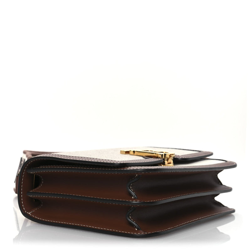 Canvas Calfskin Small Tb Bag Natural