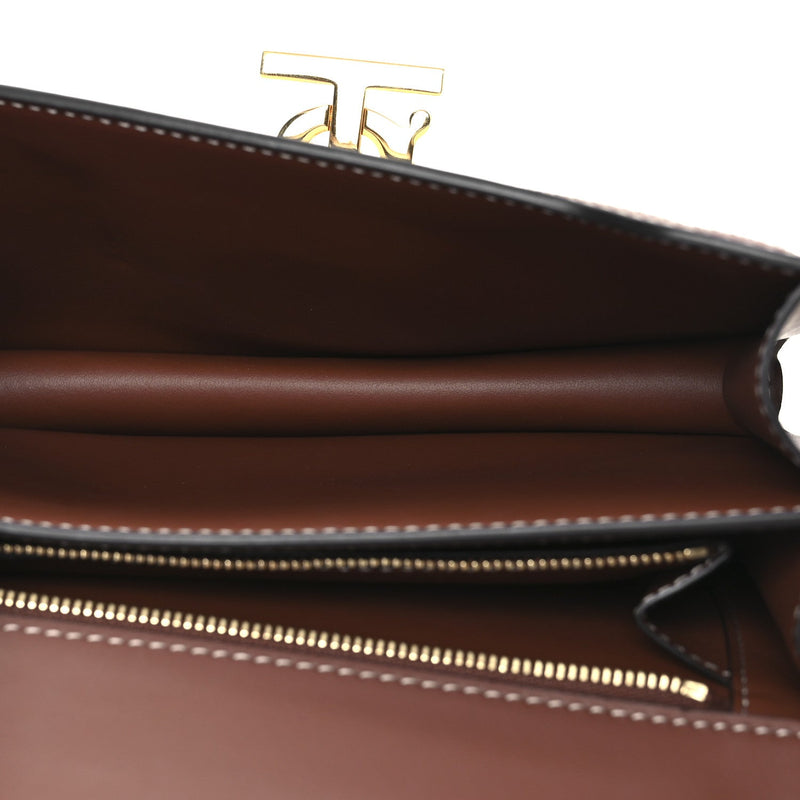 Canvas Calfskin Small Tb Bag Natural