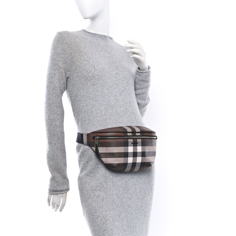 E-Canvas Check Cason Bum Bag Dark Birch
