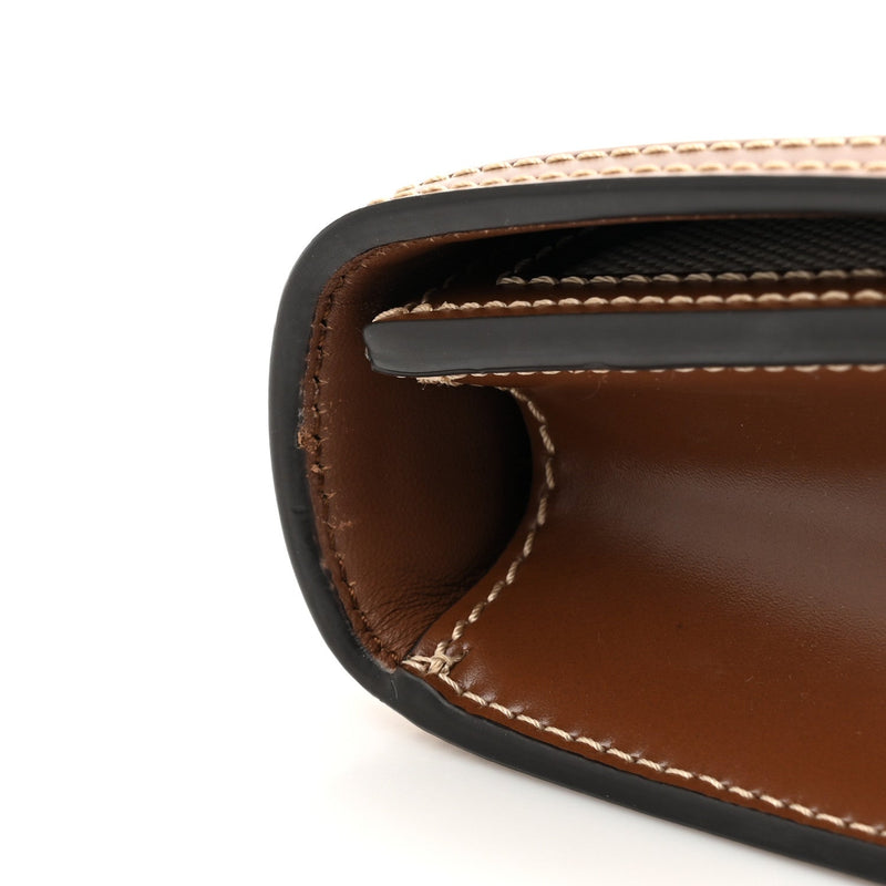 Canvas Calfskin Small Tb Bag Natural