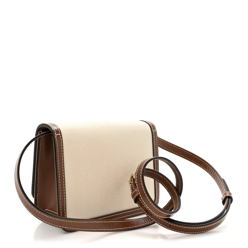 Canvas Calfskin Small Tb Bag Natural