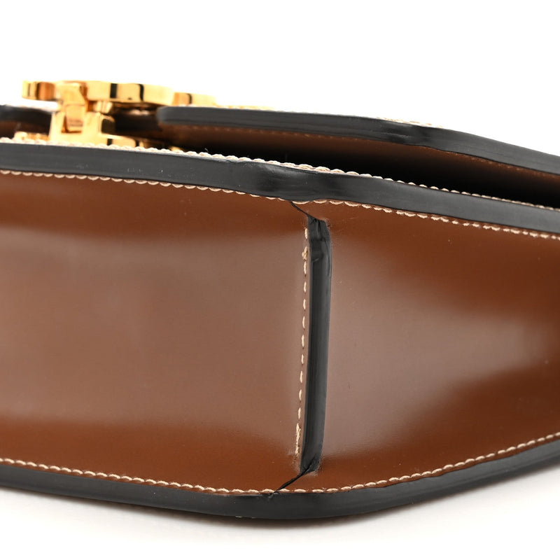 Canvas Calfskin Small Tb Bag Natural