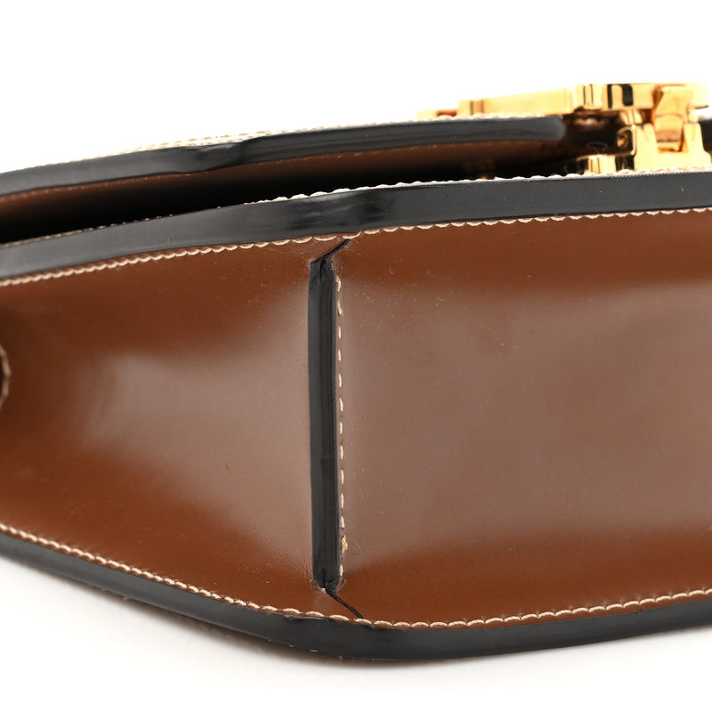 Canvas Calfskin Small Tb Bag Natural