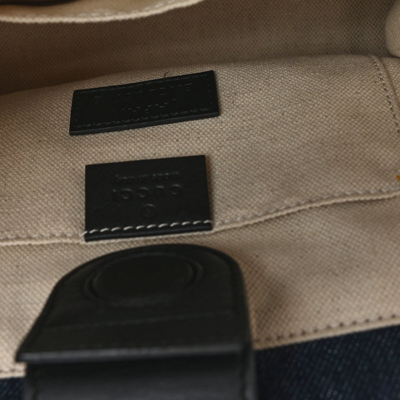 Denim Embroidered Tiger Tote Blue