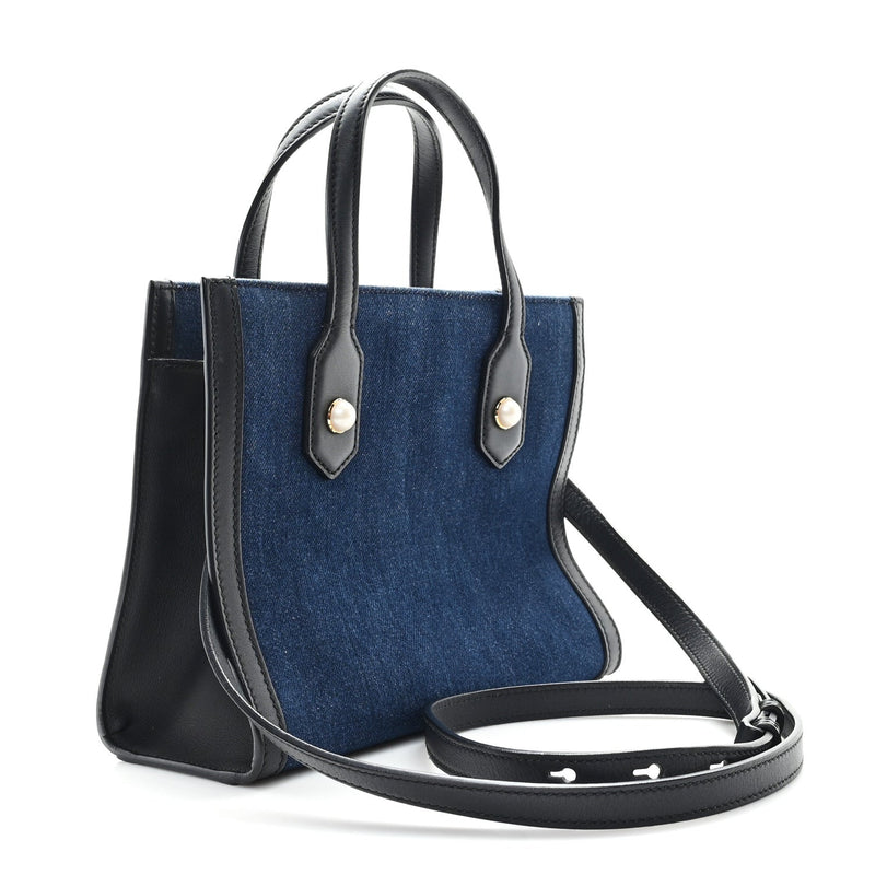Denim Embroidered Tiger Tote Blue
