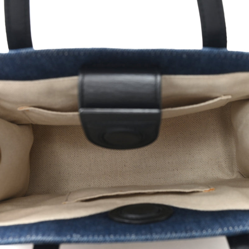 Denim Embroidered Tiger Tote Blue