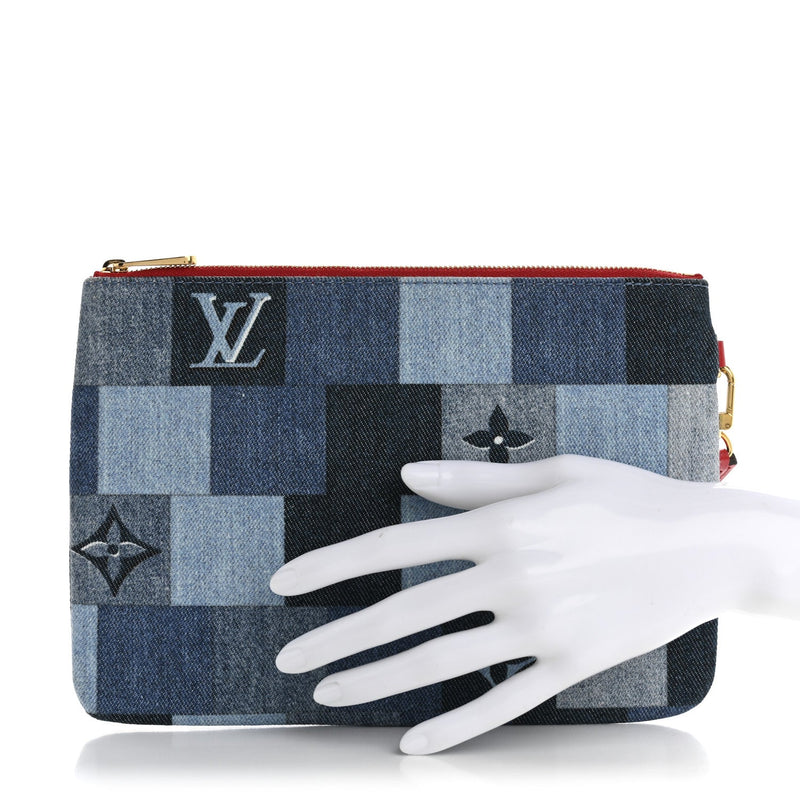 Denim Patchwork City Pouch Blue Rouge