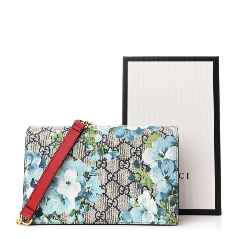 Gg Supreme Blooms Chain Wallet Blue