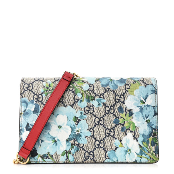 Gg Supreme Blooms Chain Wallet Blue