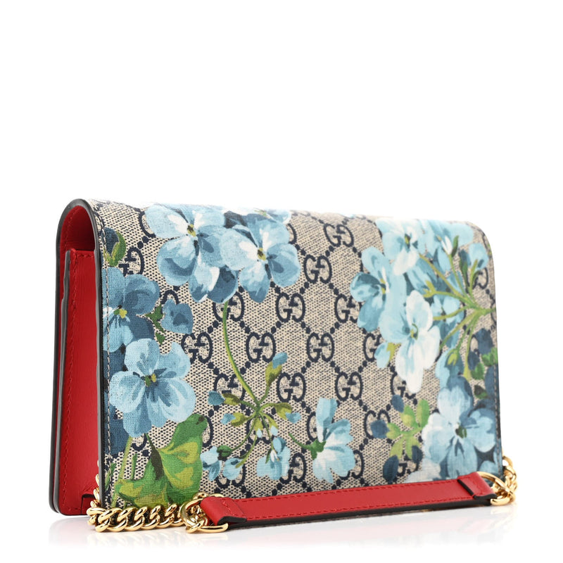Gg Supreme Blooms Chain Wallet Blue