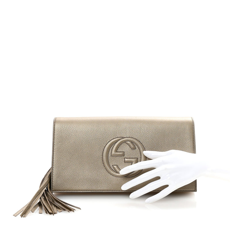 Metallic Pebbled Calfskin Medium Soho