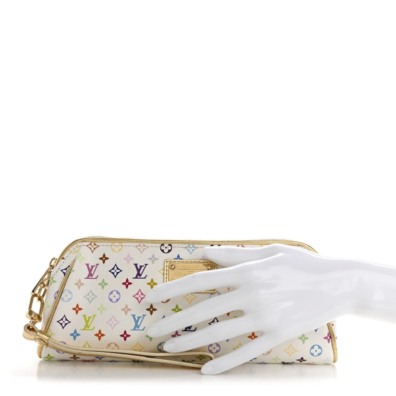 Multicolor Kate Clutch White