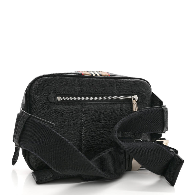 Calfskin Icon Stripe Bum Bag Black