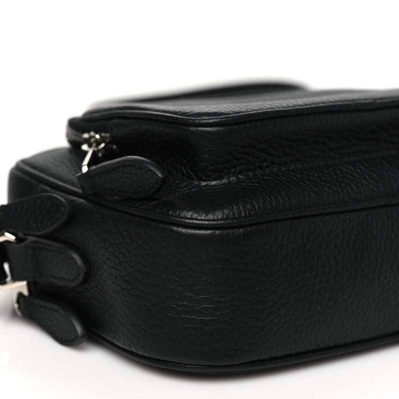 Grained Calfskin Small Camera Bag Black