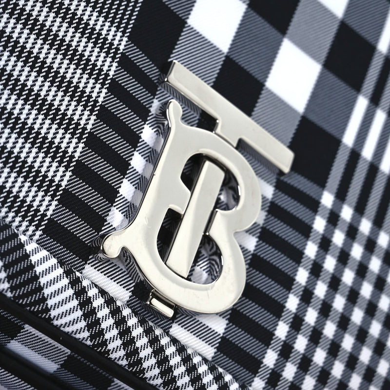 Nylon Check Small Lola Bag Black White