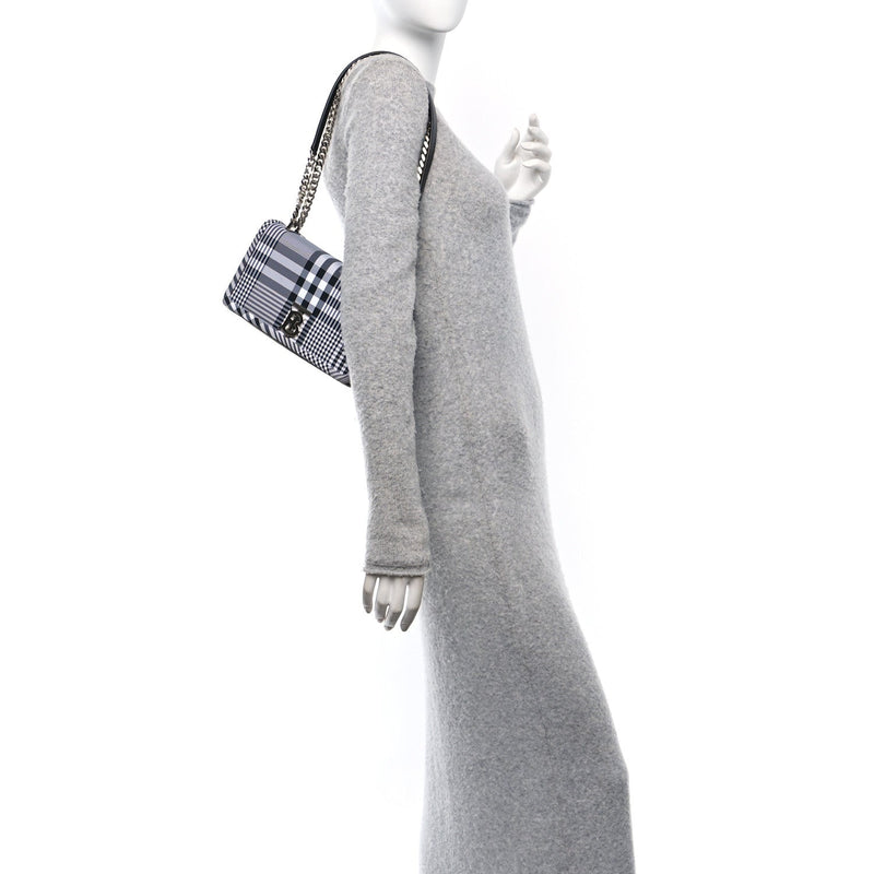 Nylon Check Small Lola Bag Black White