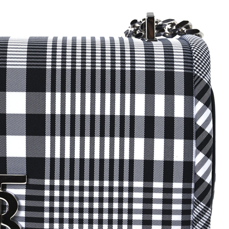 Nylon Check Small Lola Bag Black White
