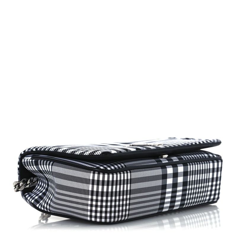 Nylon Check Small Lola Bag Black White