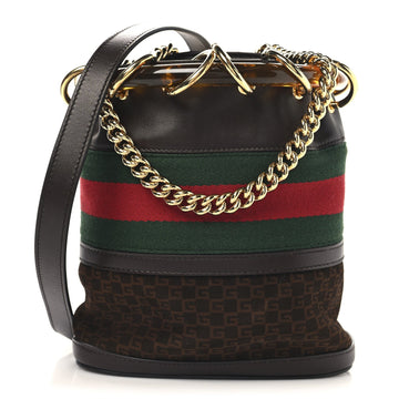 Suede Calfskin Web G Logo Bucket Bag