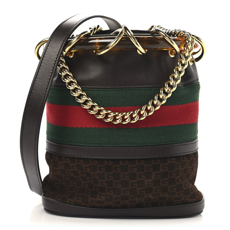 Suede Calfskin Web G Logo Bucket Bag