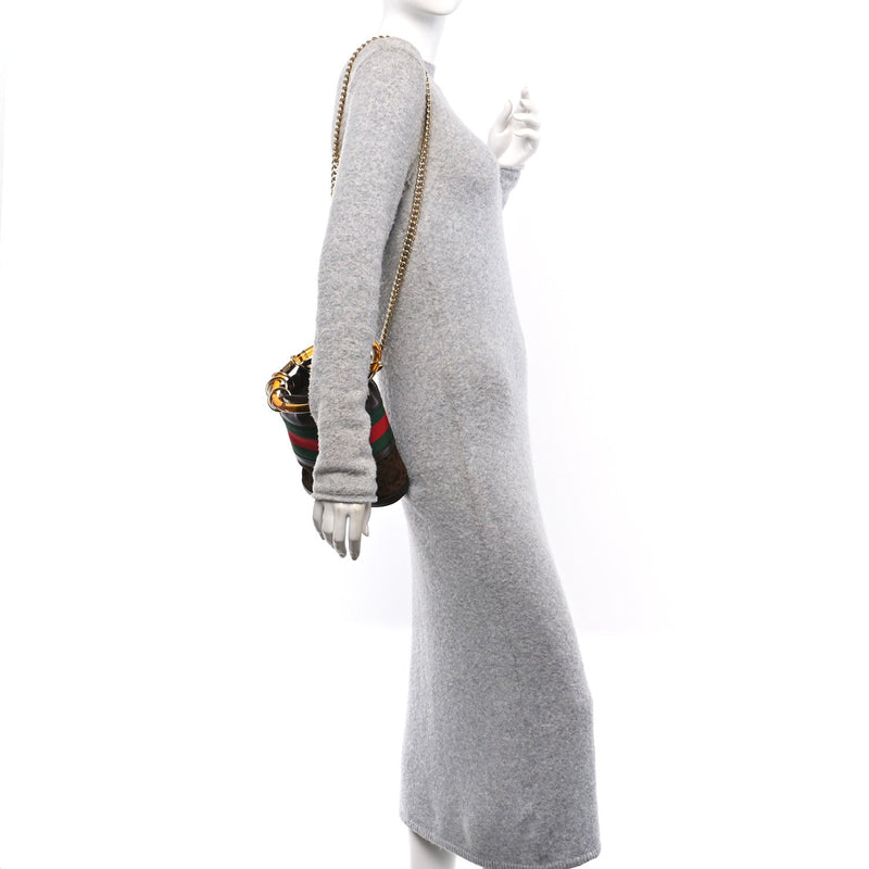 Suede Calfskin Web G Logo Bucket Bag