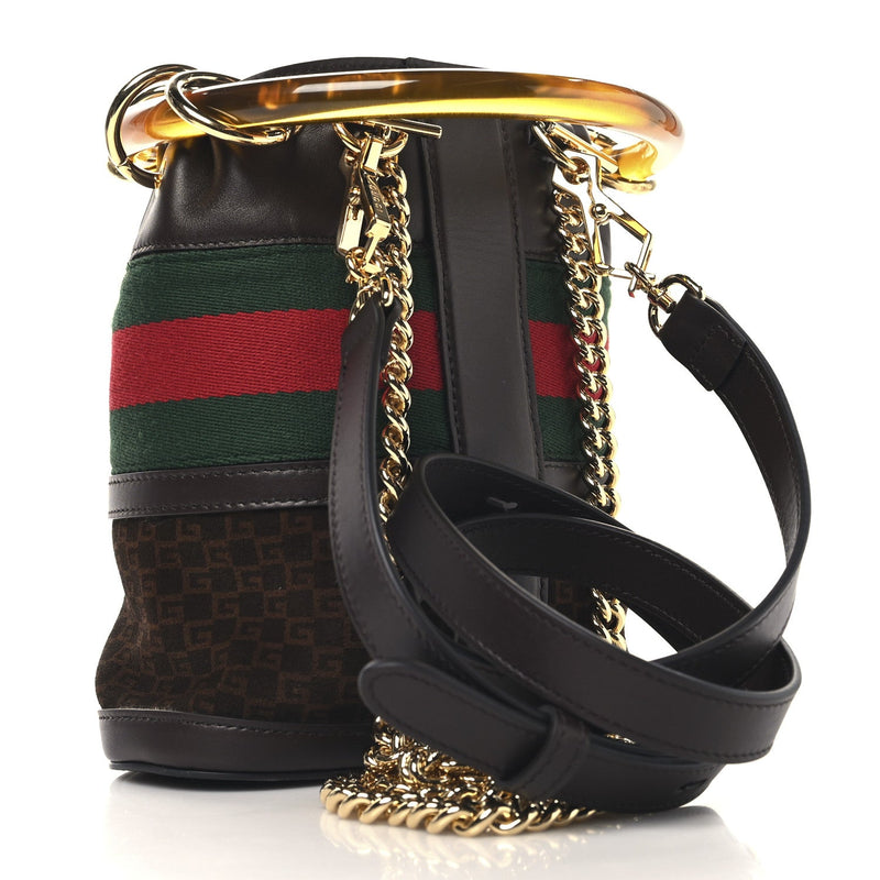 Suede Calfskin Web G Logo Bucket Bag