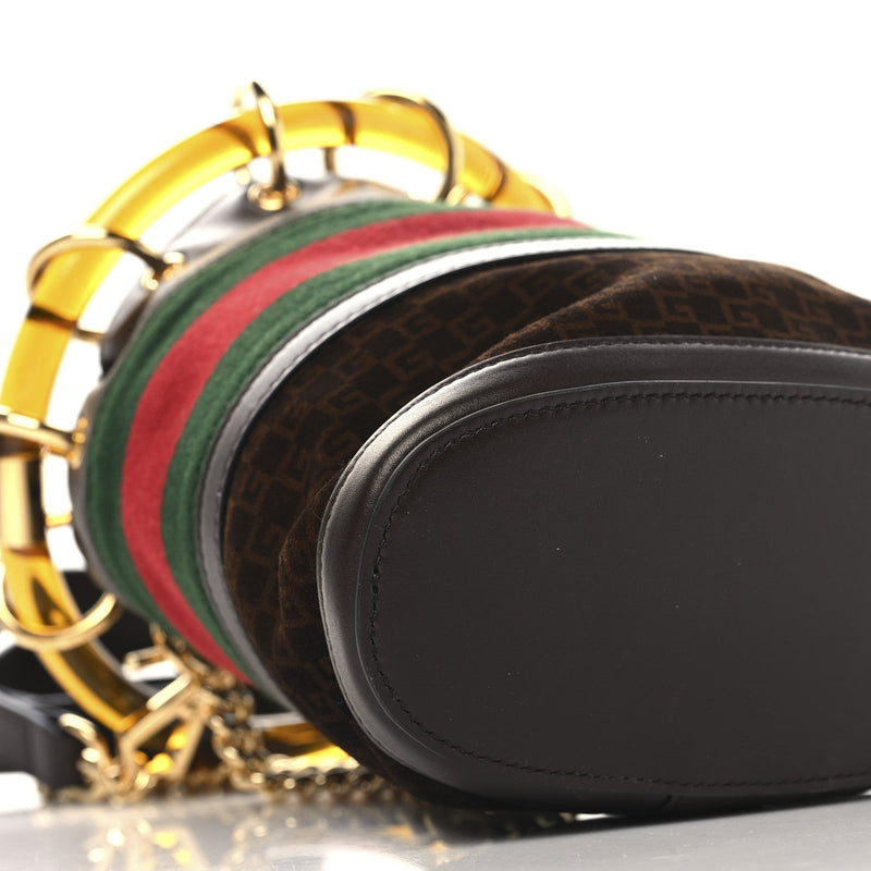 Suede Calfskin Web G Logo Bucket Bag