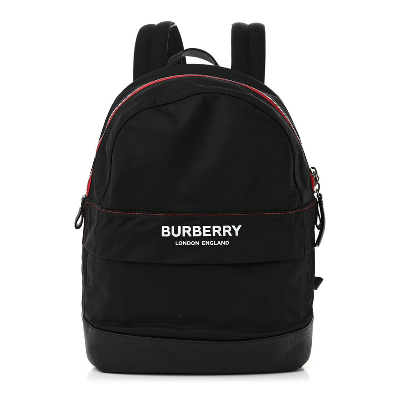 Nylon Medium Logo Backpack Black