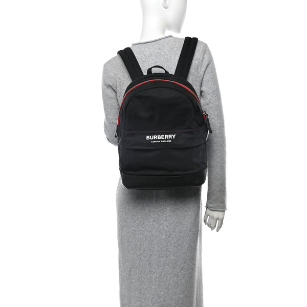 Nylon Medium Logo Backpack Black