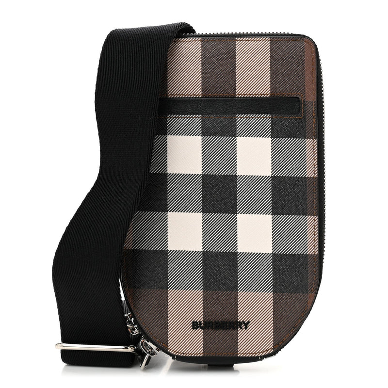 E-Canvas Check Phone Crossbody Bag Dark