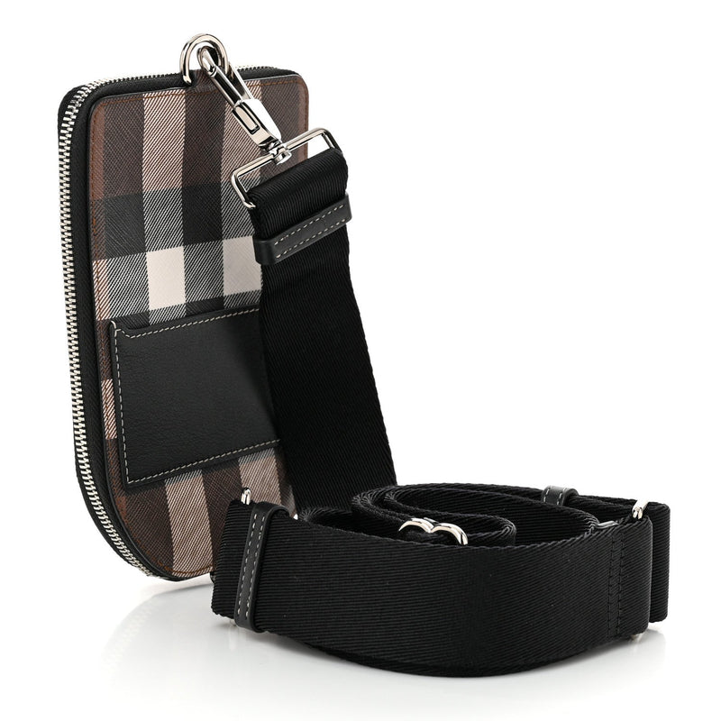 E-Canvas Check Phone Crossbody Bag Dark