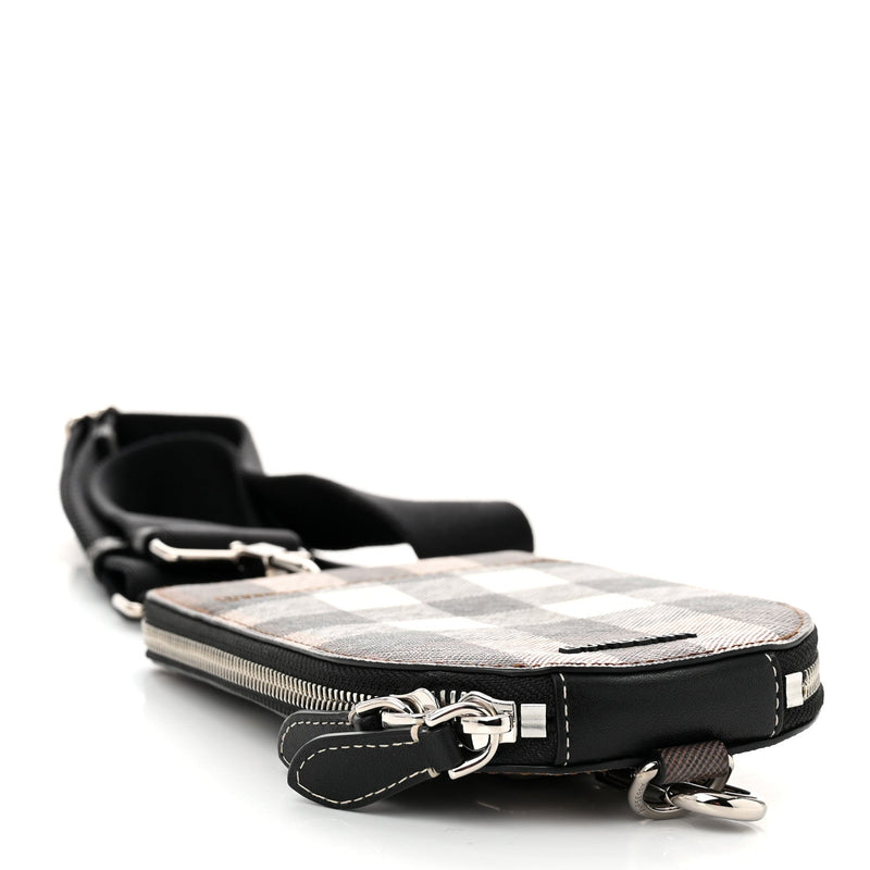 E-Canvas Check Phone Crossbody Bag Dark