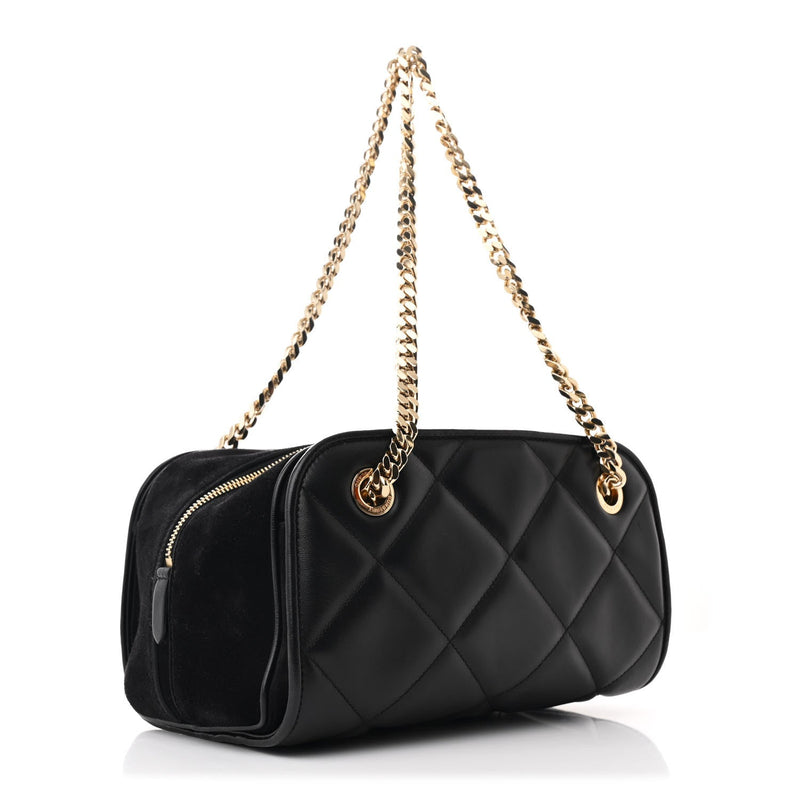 Lambskin Suede Quilted Small Double Cube