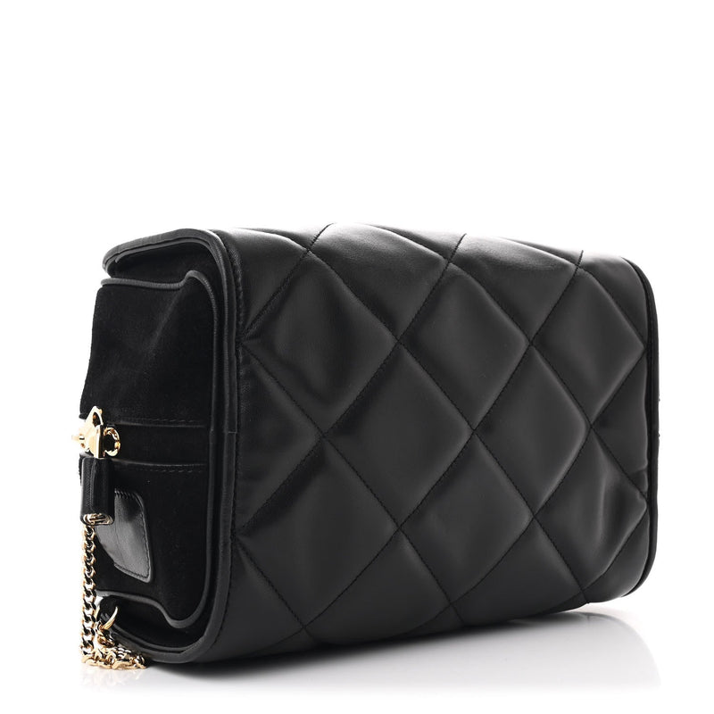 Lambskin Suede Quilted Small Double Cube